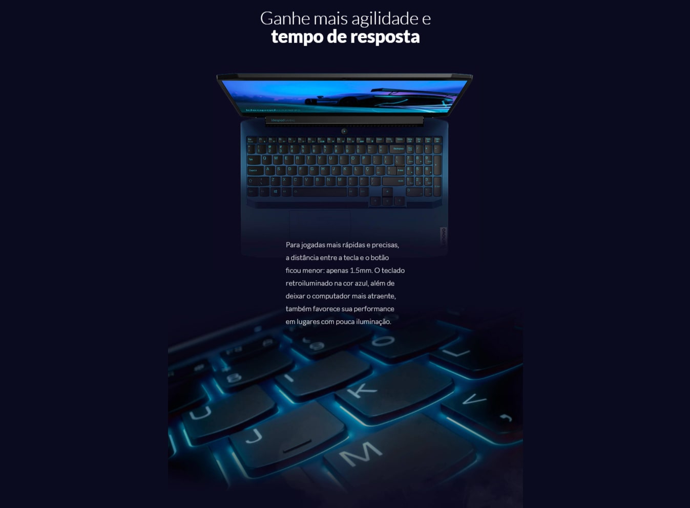 Noteboook Gamer Lenovo Ideapad Gaming 3i Intel Core i5-10300H 8GB 256GB SSD GeForce GTX 1650 4GB 15,6 Full HD Linux, Azul